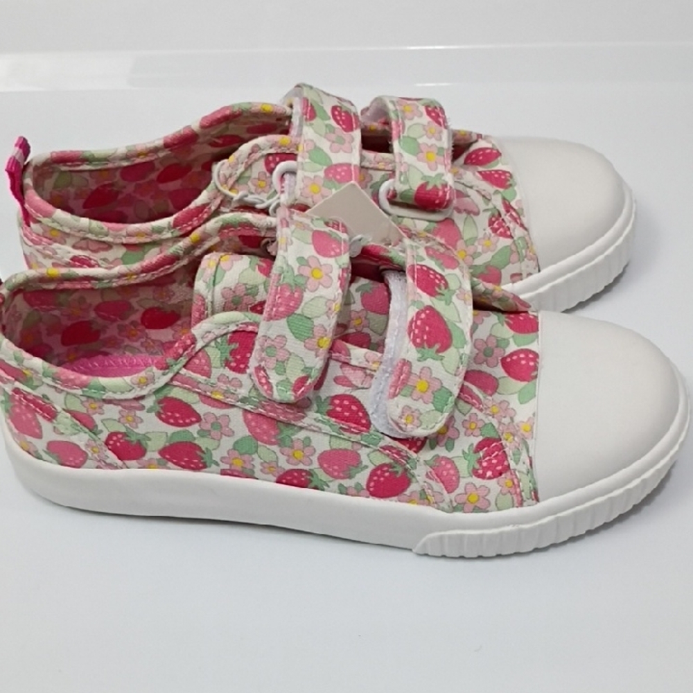 BUMBLE & BIRDIE Girl's Strawberry Print Velcro Sneakers - Pink White SIZE 12 NWT - Picture 5 of 8